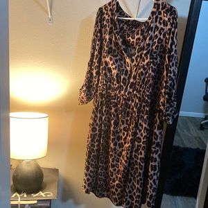 Torrid Leopard Print Zip Front Shirt Dress - Stretch Challis